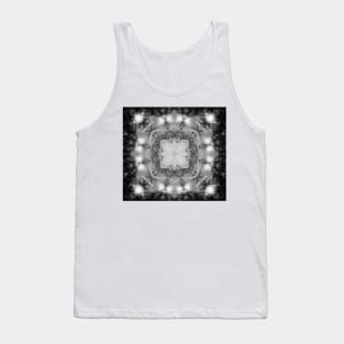 Glowing black and white mandala in space Tank Top